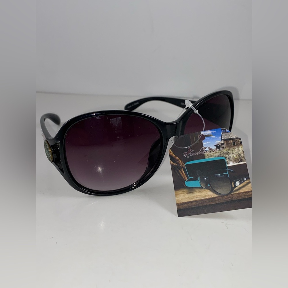 Mountain West Oversized Black Frame Embellished Sunglasses 4602BK